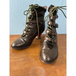 Hades Steampunk Victorian Inspired Boots size 8 Brown Faux Leather Whimsygoth